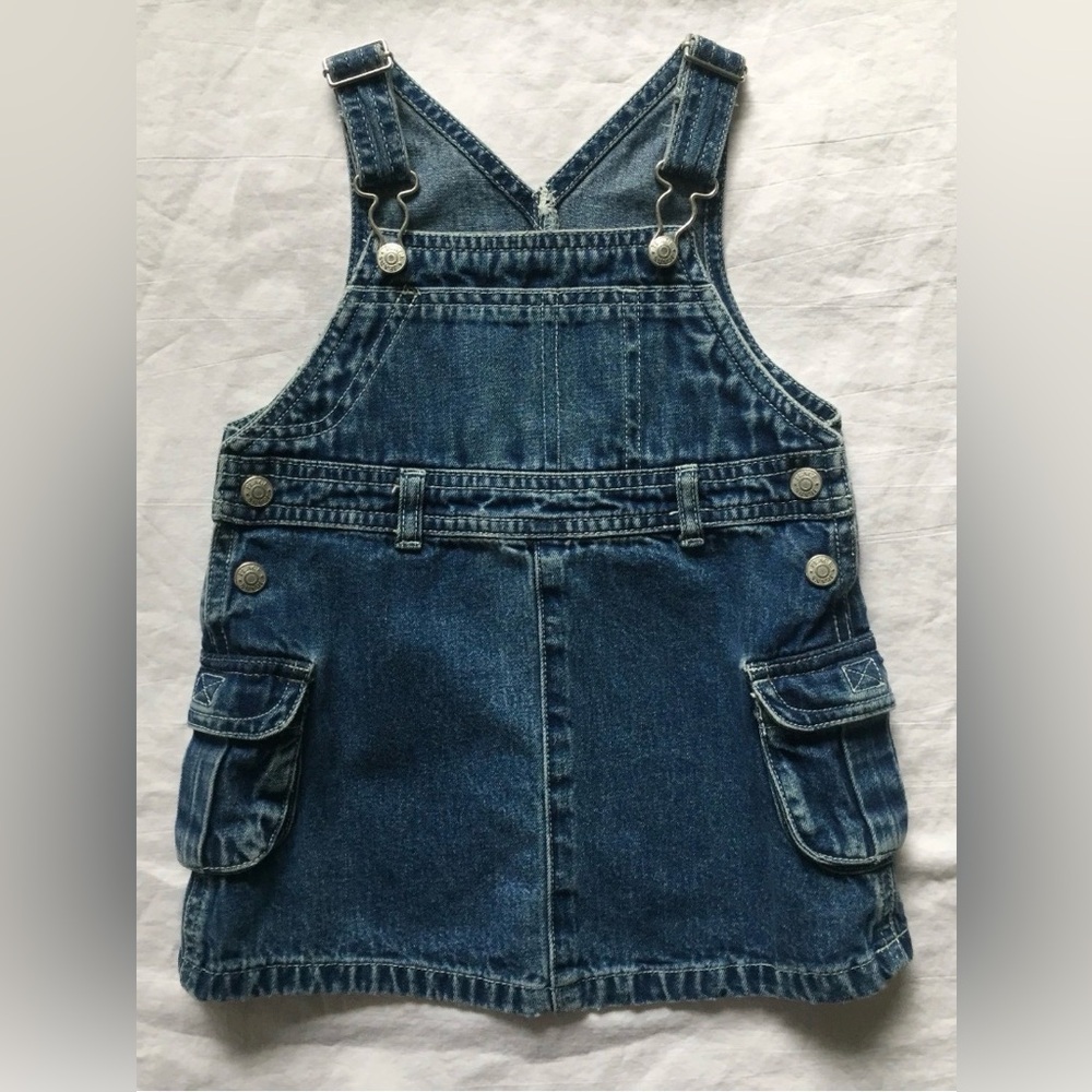 The Childrens Place Girls Jean Denim Cargo Overalls Dress